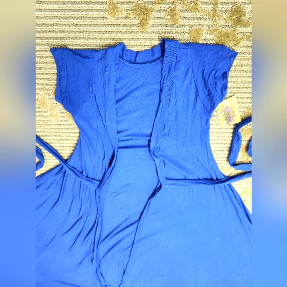 Royal Blue Maxi Wrap Dress-Custom Cut & Sewn - Picture 13 of 16